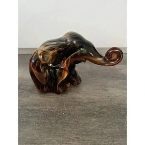 Heisey Mold - Imperial Glass CHOCOLATE CARAMEL SLAG Glass Elephant Figurine USA